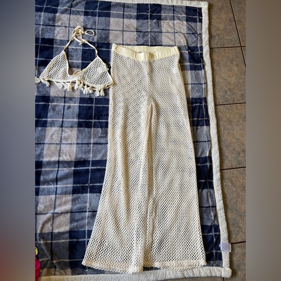 SHEIN Cream Crochet Wide-Leg Pants - Picture 12 of 13